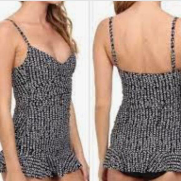 LA BLANCA Black White Arrow Sweetheart One Piece Swim Suit 6 - Picture 2 of 10